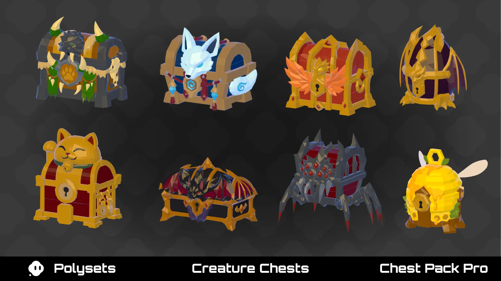 Creature-inspired low-poly treasure chests