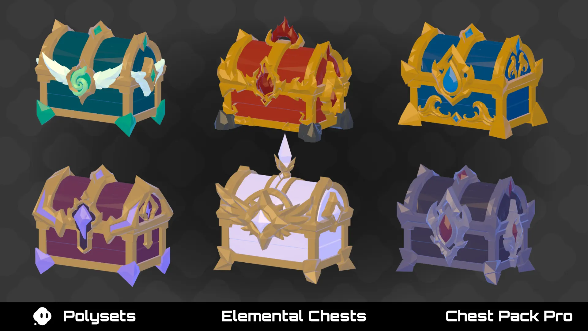 Elemental low-poly treasure chests