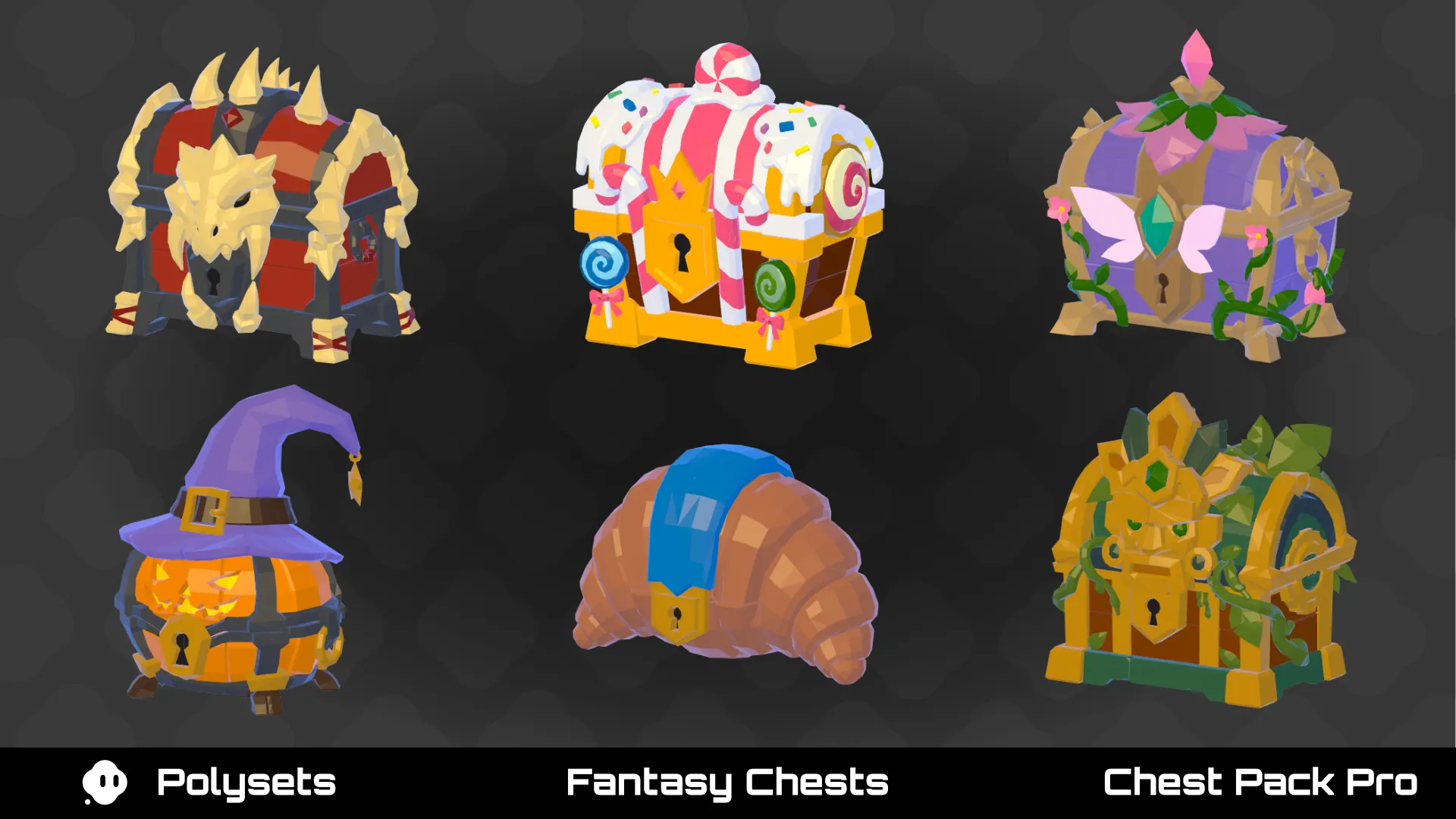 Fantasy low-poly treasure chests